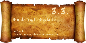 Burányi Beatrix névjegykártya